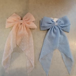 New set of two large hair bows with clips